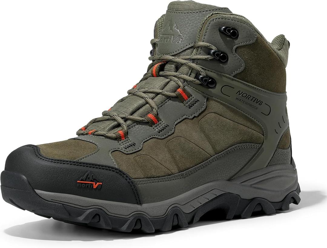 NORTIV 8 Men's Waterproof Hiking Boots Outdoor Mid Trekking Lightweight Mountaineering Shoes Paladin (10.5 Wide, Army Green)