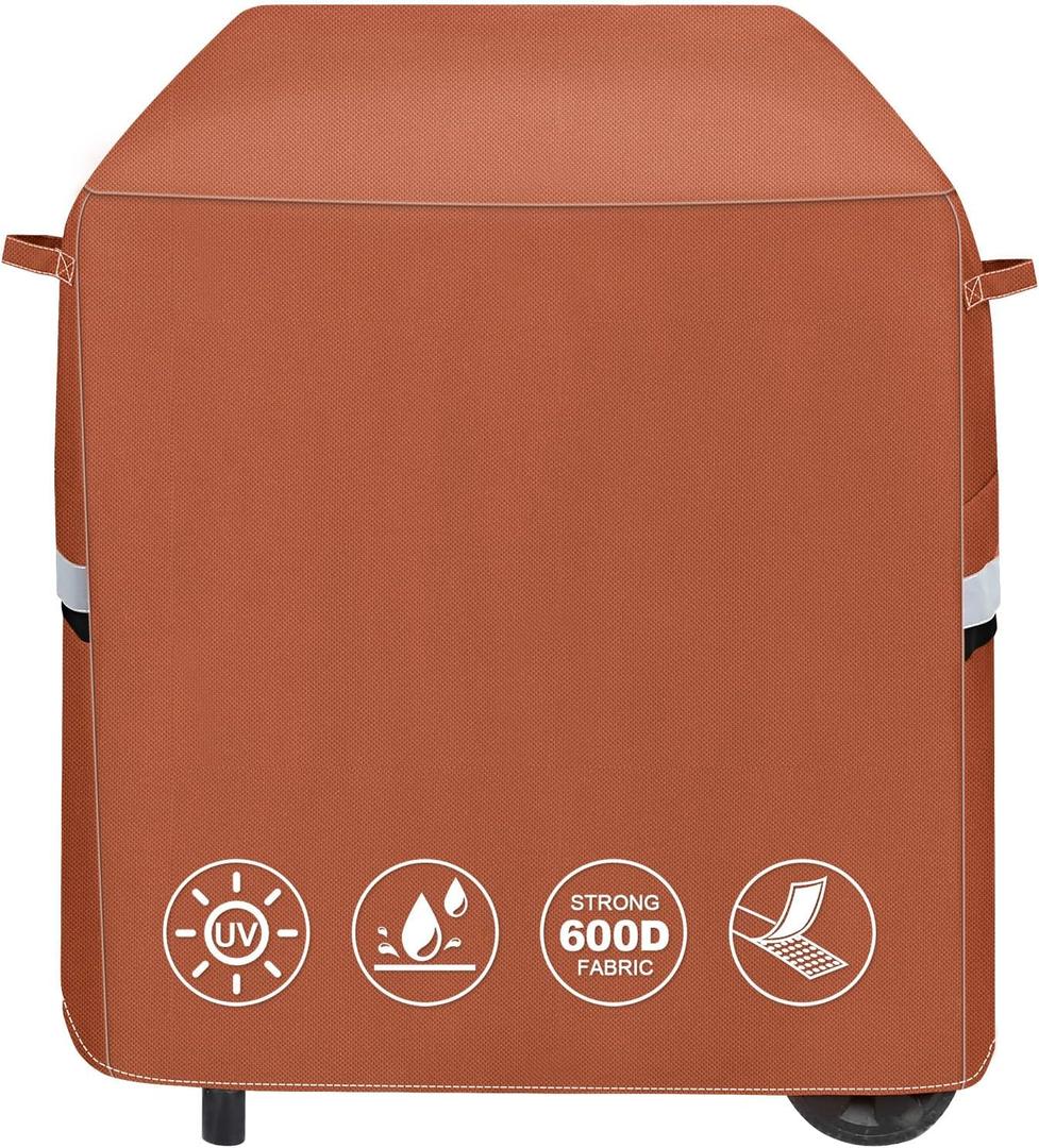 QuliMetal 7113 Grill Cover for Weber Q100 Q120 Q1000 Q1200 Q200 Q220 Q2000 Q2200 Q2400 Q2800N+ Series Gas Grills, 600D Waterproof Fade Resistant BBQ Gas Grill Cover, Brown (32")