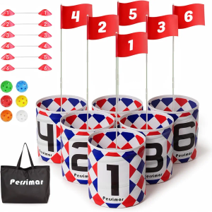 Golf Bucket Yard Game Outdoor Indoor, 6-Hole Set,Portable Easy Set up Golf Chipping Practice Game for Adults Kids for Family&Party in Backyard,Beach,Park,Camping, Family Vocation.