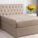 Queen Size Fitted Bed Sheet - Hotel Luxury Single Fitted Bottom Sheet Only - Fits Mattress Between 8 to 16 inches - Deep Pockets, Extra Soft and Wrinkle Free - Breathable & Cooling - Heathered Beige (Queen, 12 - Heathered Beige)