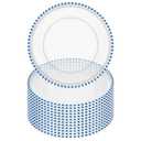 Tomeurperf 24 Pack Clear Charger Plates 13 Inch Acrylic Round Dinner Chargers with Blue Beaded Rim, Plastic Round Decorative Plates for Kitchen Wedding Party Home and Tabletop Decoration