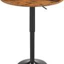 HOOBRO Bar Table, Height-Adjustable Round Pub Table 27-35.4 Inches with Sturdy Base, Modern Style, Easy to Assemble, Suitable for Small Space, Rustic and Black BF58BT01G1, 21.7"L x 21.7"W x 27"-35.4"H