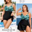 HUSKARY Women Swimsuit One Piece Tummy Control Swimdress Full Coverage Flowy Bathing Suits Gold Metal Tie Knot Swim Dress XL
