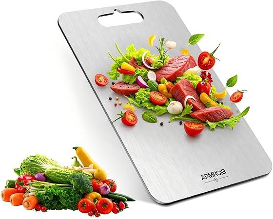 Titanium Cutting Board, 100% Pure Titanium Cutting Boards for Kitchen, Double Sided Non Toxic Cutting Board, Hygiene Durable Dishwasher Safe 10.5”×6.3” (M)