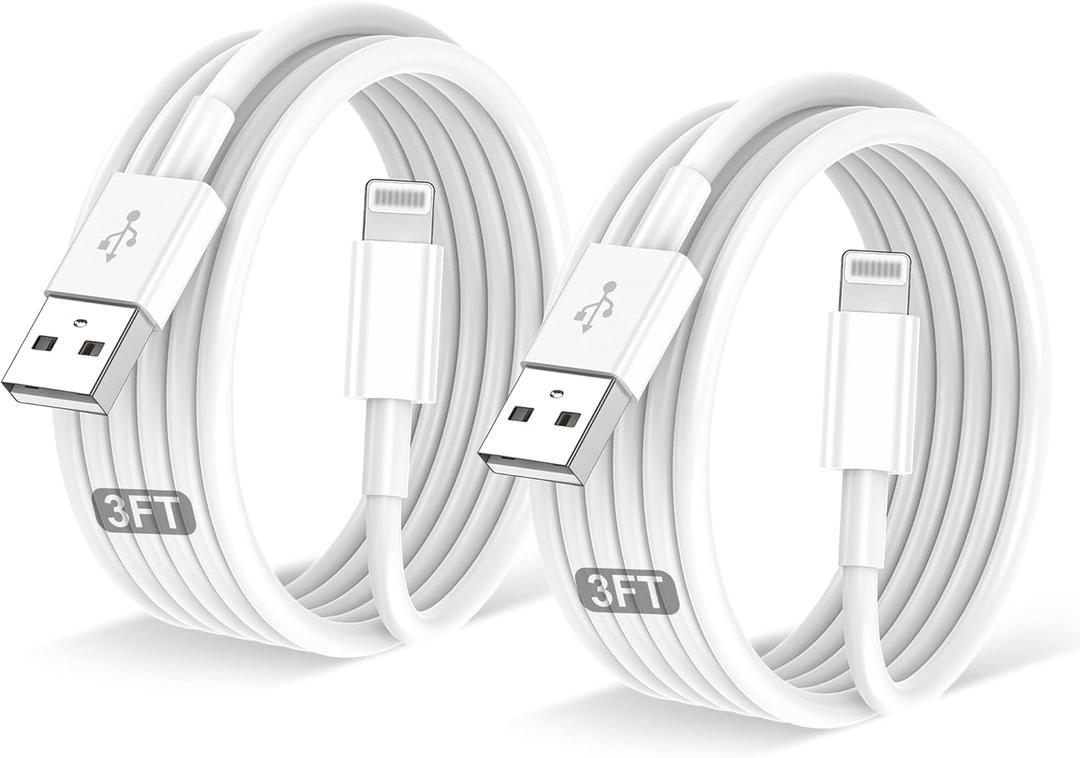 2PACK for iPhone Charger 3FT,Lightning Charging Cablefor Apple Certified Cord for iPhone 14/13/12/11 Pro/X/Xs Max/XR/8 Plus/7/6s/SE/5c/5s,for iPad Air/Mini USB Charge 3Foot (White)