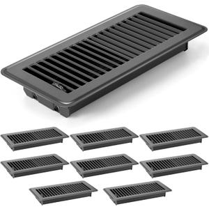 4 x 10'' Floor Vent Covers Heavy Duty Floor Register Metal Heat Vent Covers with Rust Proof Finish for Home Heater (Gray,8 Pcs)