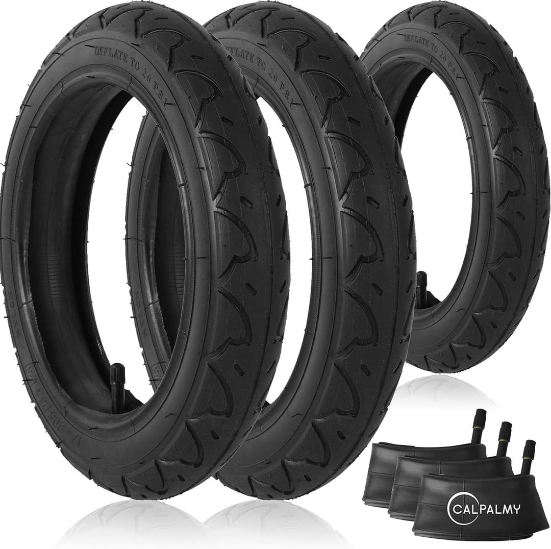 16" Back and 12.5" (2+1) Front Wheel Replacement Inner Tubes and Tires | Compatible with BoB Stroller Tire Revolution SE/Pro/Flex/SU/Ironman - Made from BPA/Latex Free Premium Quality Butyl Rubber, 6 Piece Assortment