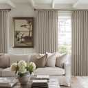 Taupe Burlywood Pinch Pleat Linen Curtains 102 Inches Long 70 Inch Wide for Patio Sliding Door Light Filtering Semi Sheer Pleated Drapes Back Tab Extra Wide 70 x 102 Curtain for Living Dining Room, 1 Piece