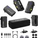 FULAIM X6 Wireless Lavalier Microphones with 4 Transmitter for iPhone, iPad, Android, Camera, Lapel Mic with 48KHz 24Bit, Noise Cancellation for Video Recording, Vlog, YouTube, TikTok