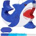 WERNNSAI Shark Piata - Ocean Shark Birthday Party Decorations Kids Boys Pinata with Blindfold and Bat for Under the Sea Party Supplies Baby Shower Birthday Game Set