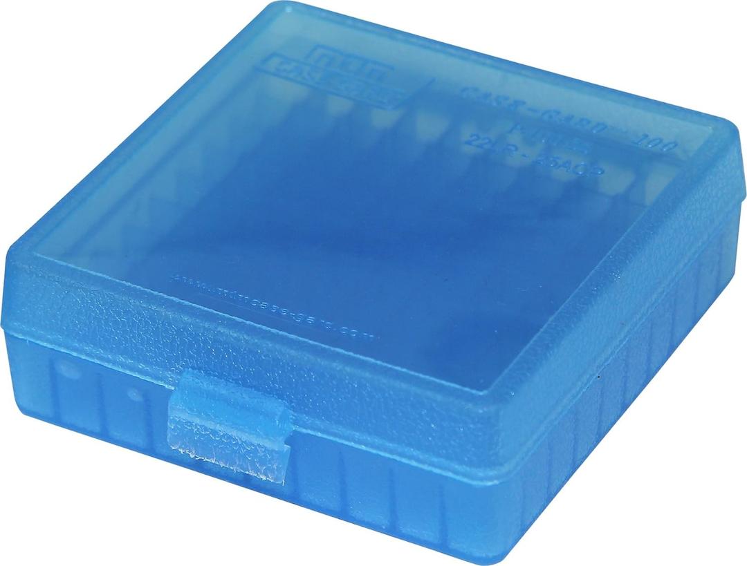 MTM P-100-22-24 22-Long Rifle 100 Round Flip-Top Ammo Box, USA Made, Clear Blue, MTM P-100-22-24 22-Long Rifle 100 Round Flip-Top Ammo Box, USA Made, Clear Blue,