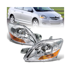 BLACKHORSE-RACING Headlight Set Left and Right Compatible for Toyota Yaris Sedan 2007 2008 2009 2010 2011, Replaces OE number 8117052A80, 8113052A90
