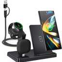 Wireless Charger for Samsung,3 in 1 Wireless Charging Station for Samsung Galaxy S25/S24/S23/Z Fold/Flip,Fast Phone Watch Charger Dock Stand for Galaxy Watch Ultra/7/6/5,Galaxy Buds (Black)