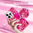 for iPhone 13 Pro Max Case Glitter, with Screen Protector, Cute Rose Floral Design with Diamond Bling Lens Frame Protection Slim Fit Shockproof Protective Phone Cover for Women Girls -Red