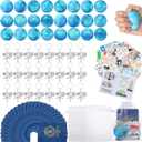 Maitys 144 Pcs Travel Party Earth Stress Balls, Airplane Keychain, Passport Book with Assorted Travel Stickers for Scrapbooks, Organza Bags for Adults Adventure Theme Party Supplies