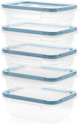 Snapware Plastic Total Solutions (5-Pack, ) Food Storage Containers Set, Airtight & Leakproof Plastic Locking BPA-Free Lids Tupperware, Freezer Dishwasher Microwave Safe