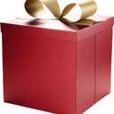 LaRibbons Large Gift Boxes with Lids, 10x10x10 Inches Red Square Foldable Gift Boxes for Birthday, Wedding, Christmas, Baby Shower, Party, All Occasion