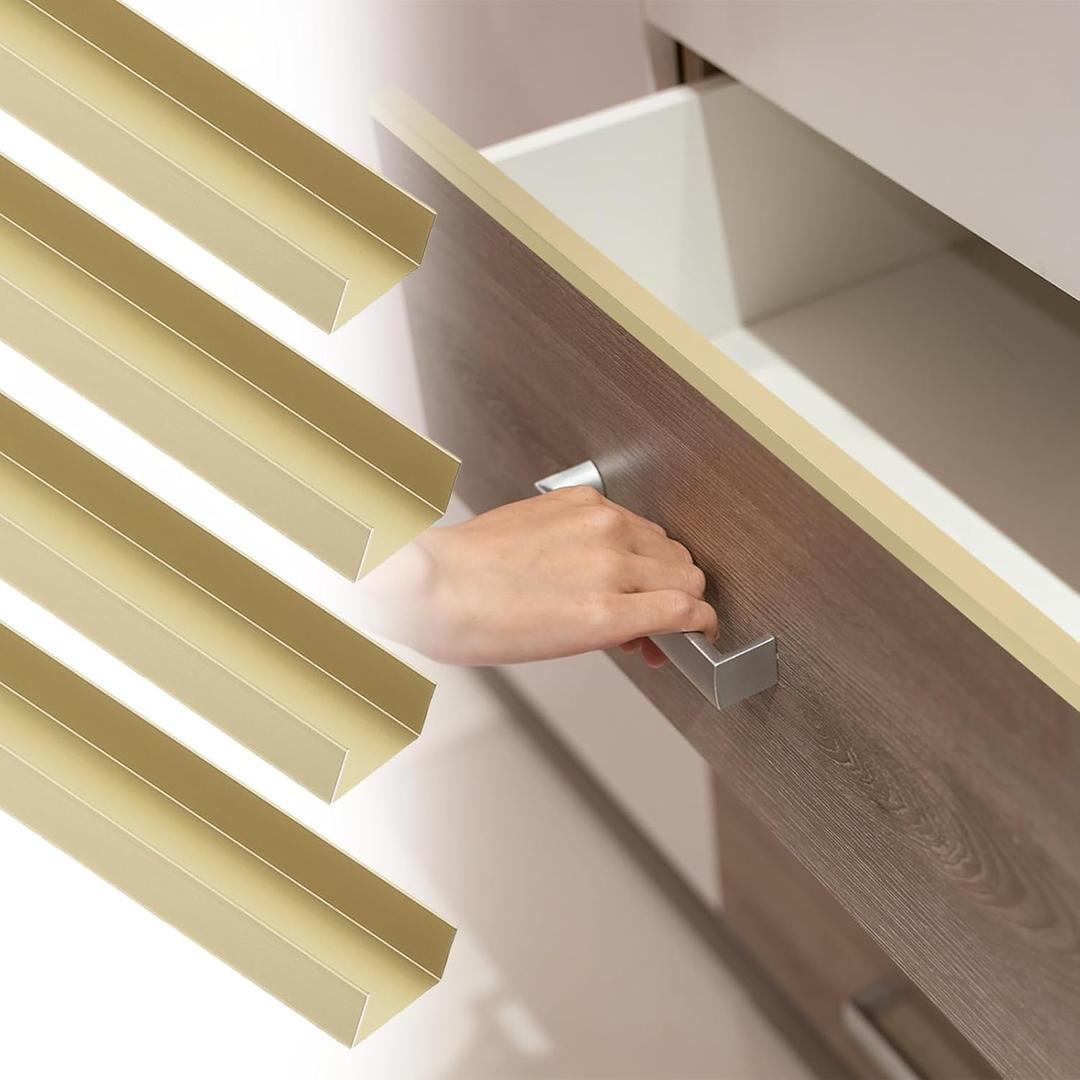 uxcell 4pcs Aluminum Alloy Cabinet Edge Protectors, 18" Slip On Drawer Protector Edge Guard for 13/16" Thick Kitchen Cabinets Frame, Bronze