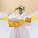 50 Pack Spandex Yellow Chair Sashes Bows Stretch Chairs Bands with Buckles Universal Elastic Chair Ties for Party Celebration Engagement Anniversary Ceremony Events Wedding Decorations