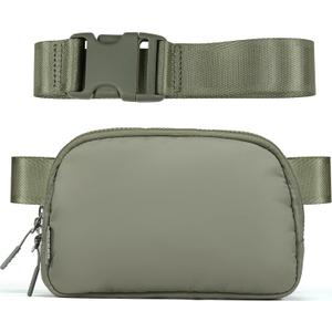 Unisex Mini  , Adjustable Strap Nylon Cross Body Sling Bag for Workout, Running, Traveling, Hiking. (Two Way Plastic Zipper, Grey Sage)
