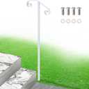 Single Step Handrail, 1 or 2 Steps Single Post Handrail in Ground, White Rust-Proof Wrought Iron Stair Railing for Seniors, Porch, Deck