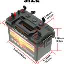 Battery Box for 30Ah/20Ah/10Ah, Waterproof Battery Box with Anderson Plug and Dual QC3.0, 12V Marine Case 30Amp Connectors for Lifepo4, RV, Camping, Boat, Trailers, Hunting