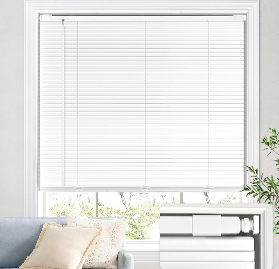 UNISHADES No Drill Aluminum Cordless Mini Blinds, 32×64 in, White | L-Shaped Slat Design, Better Privacy Protection, Warp Resistance, Corrosion Resistance