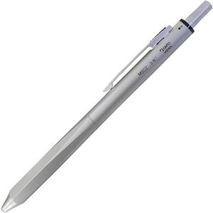 OHTO MS02 3-In-1 Multifunction Pen, Equipped with Needle Tip 0.7mm Black and Red Oil-Based Inks, 0.5mm Mechanical Pencil, All-Metal Body Silver, MS02-MF3-SV