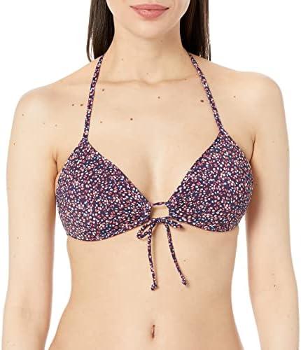 EIDON Women's Summer Molded Cup Push Up Triangle Bikini Top Swimsuit, L