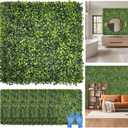 DMGarden Artificial Grass Wall Panel Backdrop: 10"x10"(24P) UV-Anti Greenery Faux Boxwood Hedge for Indoor Outdoor Green Decor & Backyard Background Decorations Fence Covering Privacy