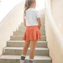 JESKIDS Girls' Tennis Golf Skirts with Shorts Pickleball Athletic Pleated Skort 8-9 Years Dazzling Orange (Orange)