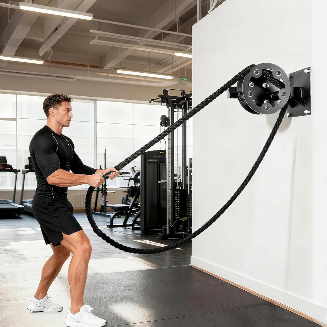 Wall-Mount Resistance Training Machine - Pulley Rope Trainer - Home Gym Strength Trainer with Adjustable Resistance for Full Upper Body Workout at Home