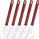 Meekoo 5 Pieces 14 Inch Rubber Spatula, 500F High Heat Resistant Silicone Spatula Commercial Food Grade for Kitchen Cooking Baking Dishwasher Safe(Brown Red)