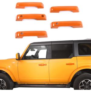 Jeliker for Bronco Door Handle Inserts Trim Cover, Tailgate Handle Cover for Ford Bronco 2021 2022 2023 Exterior Accessories Orange 5 PCS (NOT for Sport)
