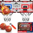 OZMI Double Player Basketball Hoop Over The Door Indoor with Balls, Mini 2 Player Basketball Hoop with Sound LED Scoreboard2 Modes, Kids Boys Toys for 3 4 5 6 7 8 9 10 11 12 Year Old