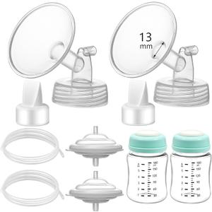 Pump Parts Compatible with Spectra S1/S2/9 Plus, Not Original Accessories, Full Set Replacements Include 13mm Flange, Duckbill Valve, Backflow Protector, Tubing and Bottle