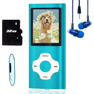 MP3 Player, Hotechs MP3 Music Player with 32GB Memory SD Card Slim Classic Digital LCD 1.82'' Screen MINI USB Port with FM Radio, Voice Record (Blue)