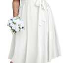 SCOMCHIC Womens Plus Size Wedding Guest Cocktail Midi Dress Summer Short Sleeve Wrap V Neck Belted A-Line Flowy Dress, 2XL 