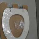 Mayfair Padded Toilet Seat with Chrome Hinges, Soft Vinyl over Wood Core Seat, Made in USA, Elongated, White