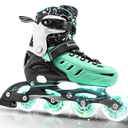 Inline Skates for Kids and Adult, Adjustable Fun Illuminating Skates for Girls, Boys, Women and Men Outdoor and Indoor, Beginner Color Green, Size Large
