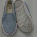 Toandon Toddler Girls Kids Sparkle Slip On Sneakers Loafers Age 2-10 (Glitter Blue) Size 8