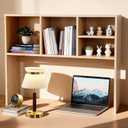 GCCSJ 2-Tier Bookshelf for DeskWood Desktop Bookshelf OrganizerMultifunctional Desktop Bookcase with 4 ShelvesPerfect for Organizing Books, Magazines, Office Supplies