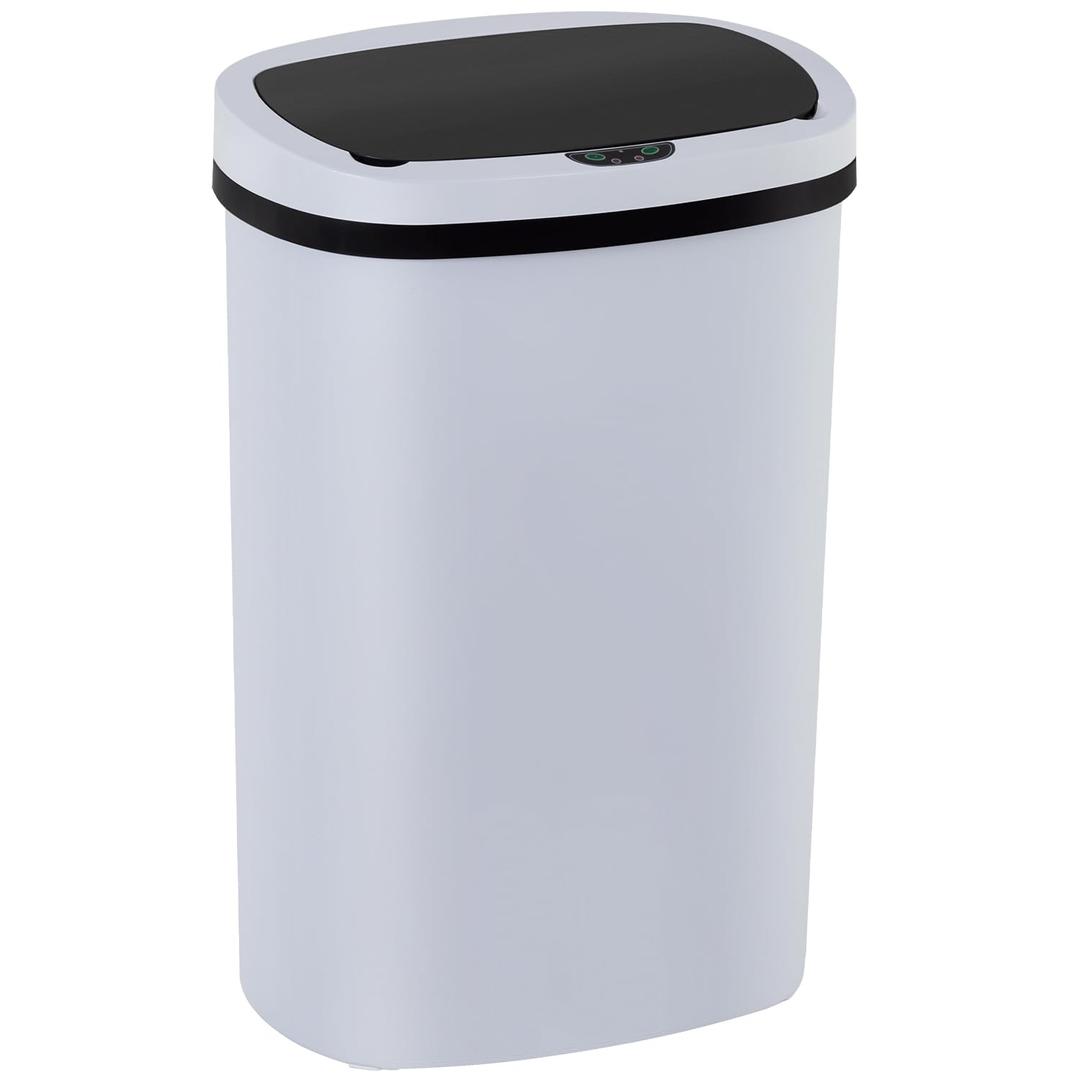 Kitchen Trash Can with Lid, 13 Gallon Automatic Garbage Can for Bathroom Bedroom Home Office 50 Liter Touch Free High-Capacity Brushed Waste Bin (White)
