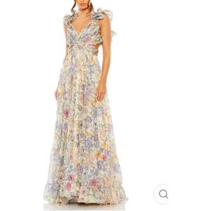 Women's Summer Floral Print Straps Sleeveless V Neck Criss Cross Backless Chiffon Beach Boho Party Long Maxi Dress (Medium, Apricot)