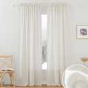 RYB HOME Semi Sheer Curtains Linen Textured Fabric Light and Airy Half Privacy Window Drapes for Bedroom Dining Living Room Office, Linen, 34 inch Wide x 84 inch Long, 2 Panels