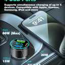 2 Packs of 66W USB C Car Charger 4 Port Car Charger Adapter with 30W PD, 3.1A Aluminium Alloy Car Cigarette Lighter USB Charger with LED Voltmeter Compatible with Phone 15 14 13