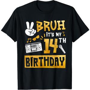 Bruh Its My 14th Birthday 14 Year Old Bday Theme Hip Hop T-Shirt, Size L