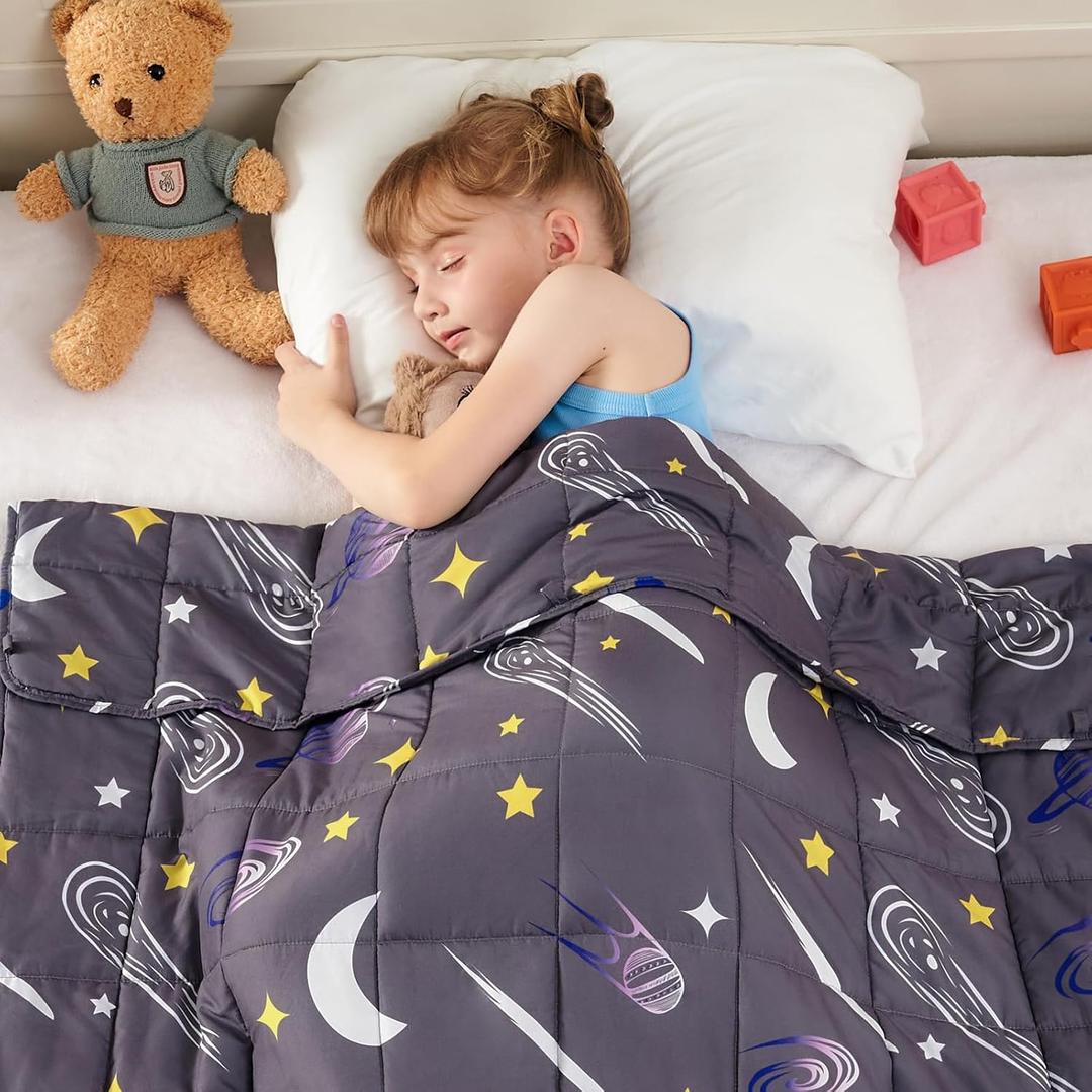 yescool Weighted Blanket 5 Pounds Cooling Weighted Lap Blanket, Star Galaxy Moon Heavy Blankets for Sleeping, Washable Weighted Throw Blanket for 40-60lbs, 36"x48"