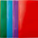 Amazon Basics Heavy Duty Plastic Folders with 2 Pockets for Letter Size Paper, Assorted Colors, Pack of 6