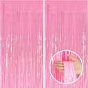 2 Pack Party Backdrop Decorations Pink Tinsel Curtain Party Backdrop Foil Fringe Birthday Decorations Photo Booth Streamer Pink Theme Bachelorette Graduation Decor (39.4"W x 78.7"L (Pack of 2))